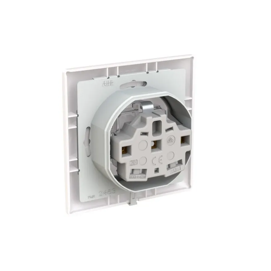 ABB Saga 1-vägsuttag med lock IP44 Jordat Snabb