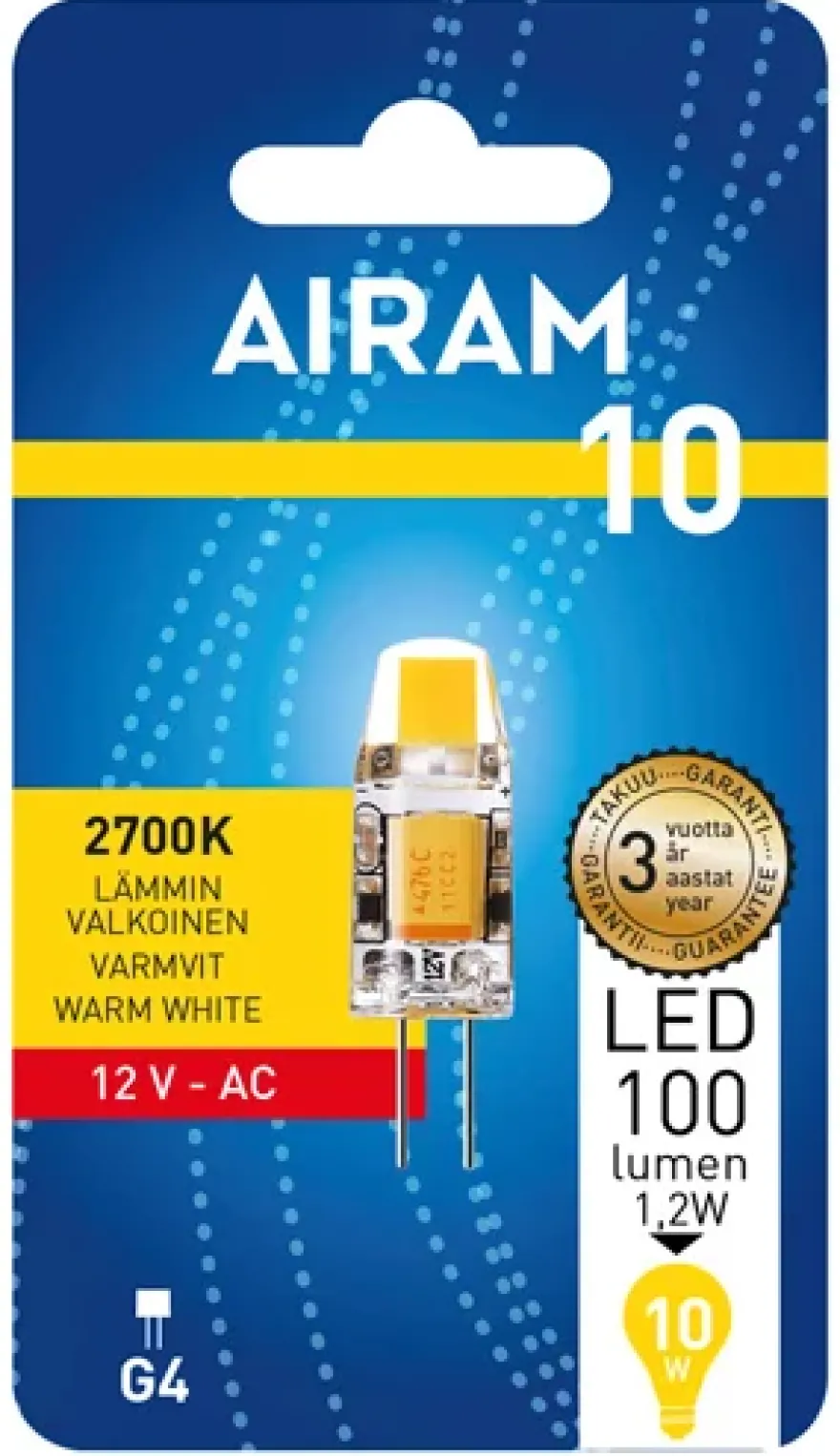 Airam G4 LED 12V 1,2W 2700K