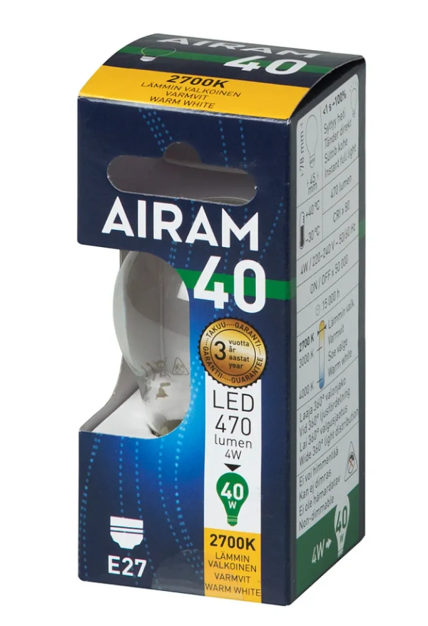 Airam LED Filament Klot 4W E27 2700K 470lm