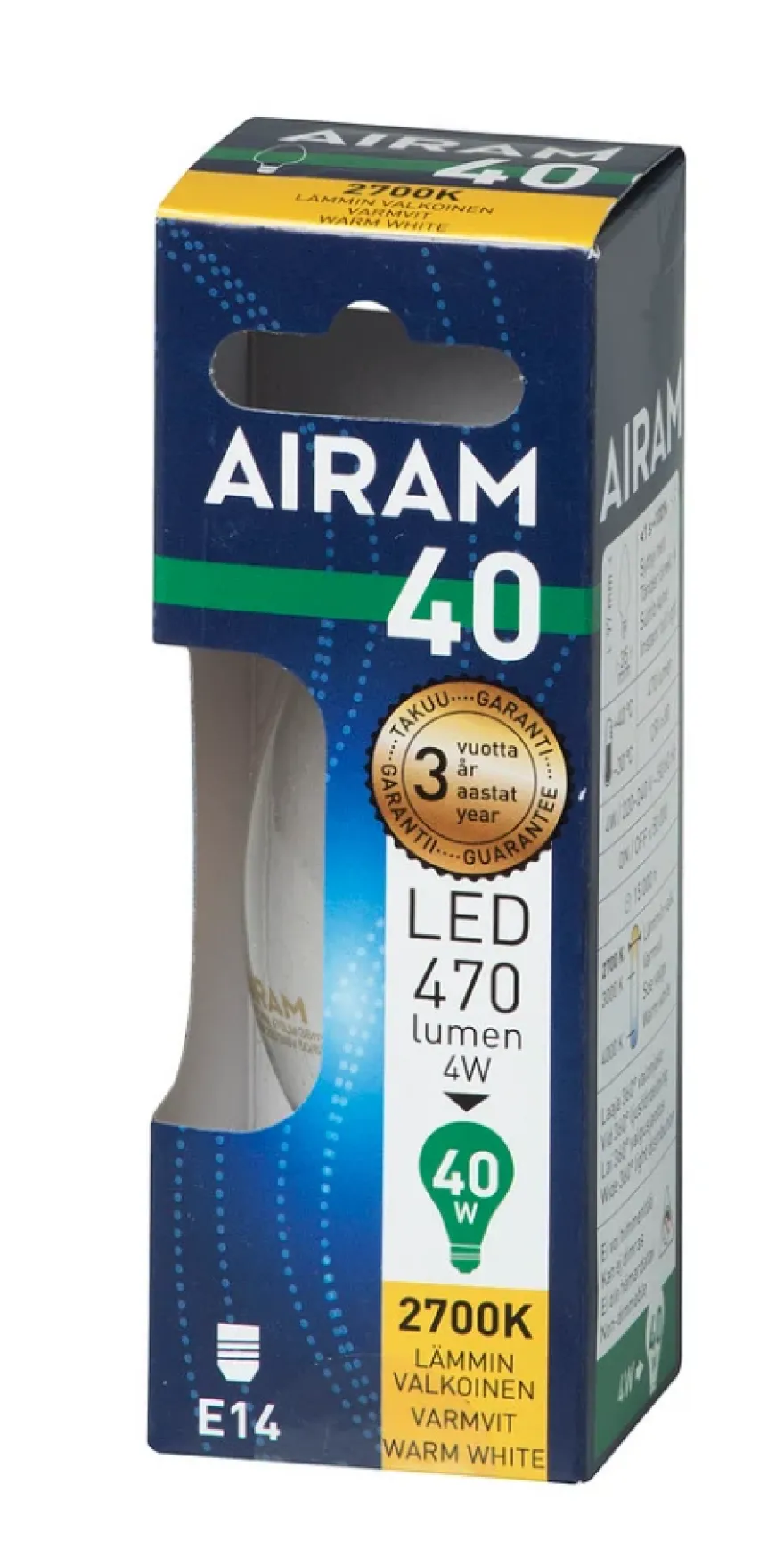 Airam LED Filament Kron 4W E14 2700K 470lm