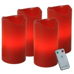 Blockljus med fjärrkontroll 4-pack Röd
