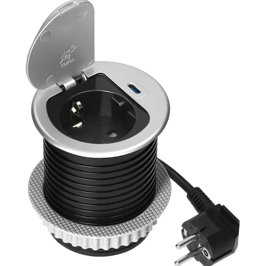 Bordsmodul med 1-vägsuttag och USB-C laddare
