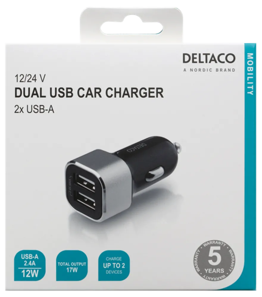 Deltaco Billaddare 2xUSB