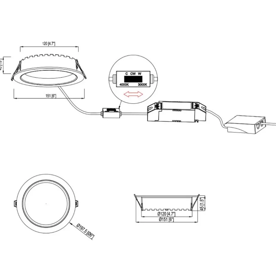 Designlight City Downlight 24W 3/4K
