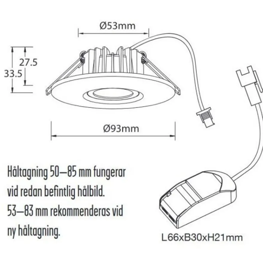 Designlight DB-5085 Smarty Downlight 4,5W 3000K