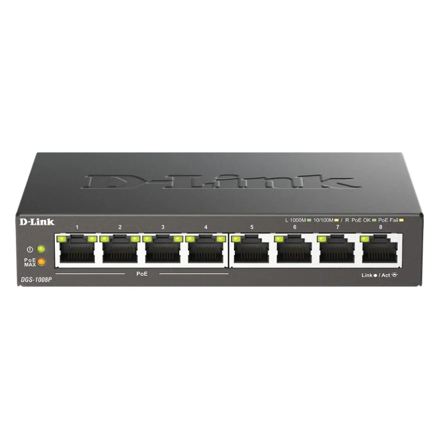 D-Link 8-port Gigabit Switch, 4 PoE+ Ports