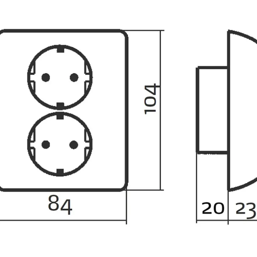 Elko RS 2-vägsuttag 6x2 Renvit