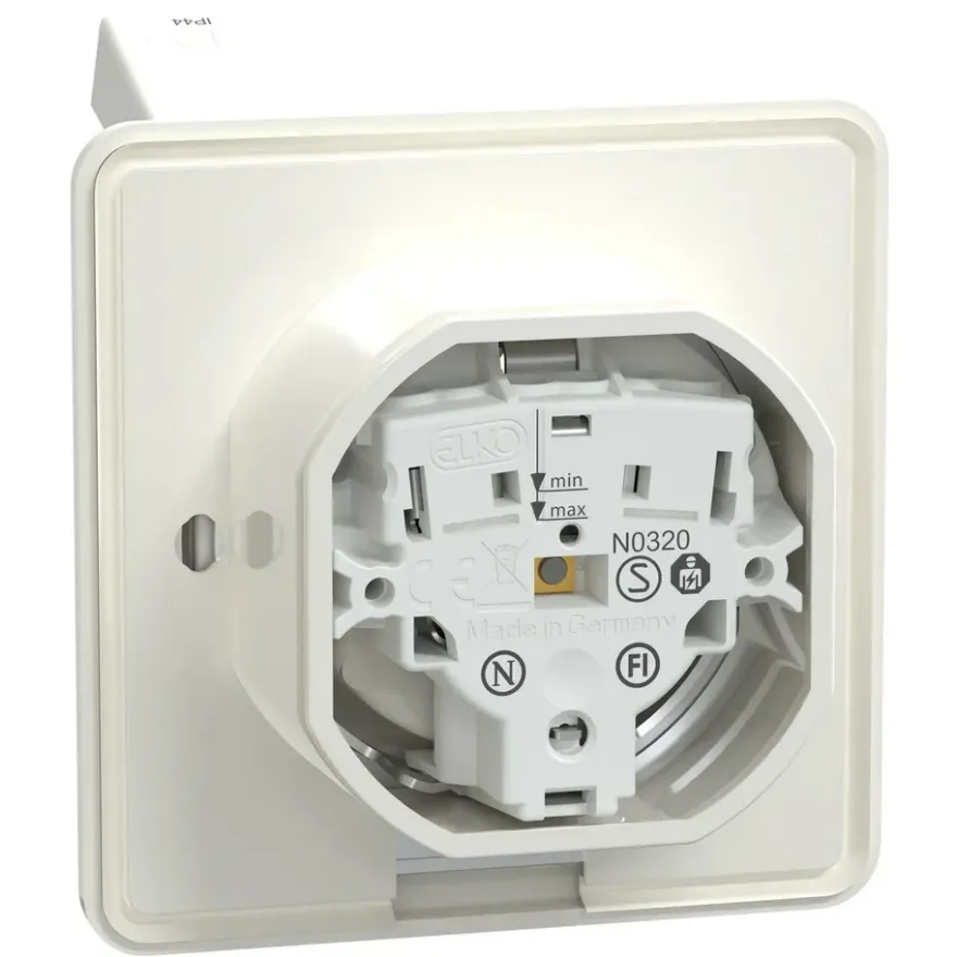 Elko Vägguttag RS/Plus 1-vägs lock IP44 Jordat