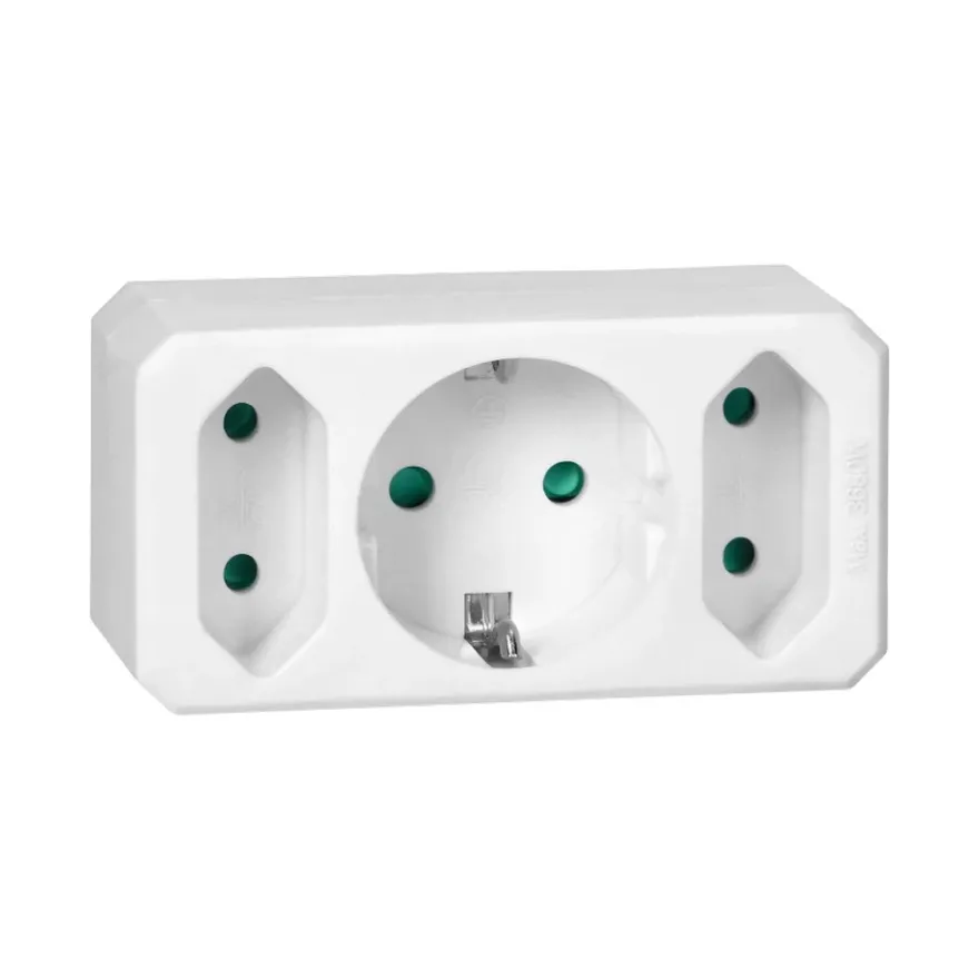 Grenpropp 3-vägs 1xSchuko 2xEuro