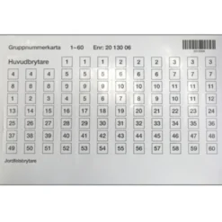 Hager Gruppnummerkarta 1-60 JD97A