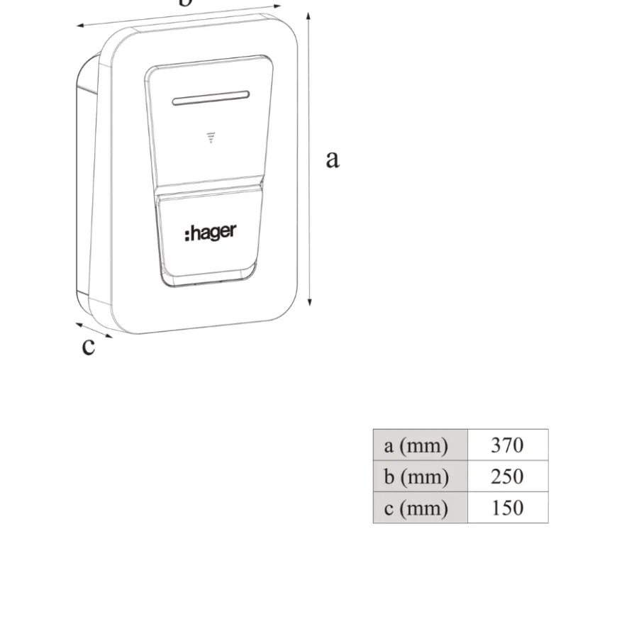 Hager Laddbox Witty One 11kW, 3-fas med typ 2S-uttag