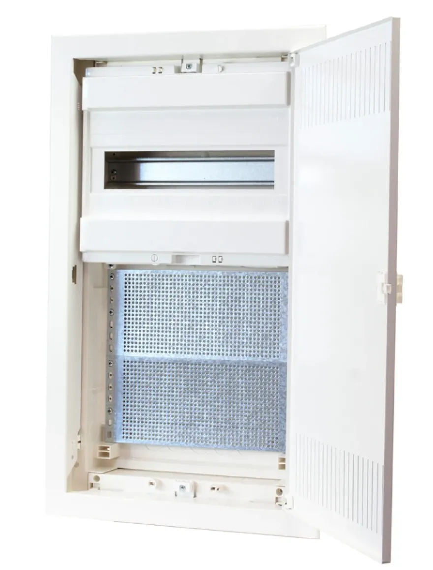 Infälld kombicentral IP30 3/1, 12+2 moduler, Vit metalldörr