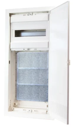 Infälld kombicentral IP30 4/1, 12+2 moduler, Vit metalldörr