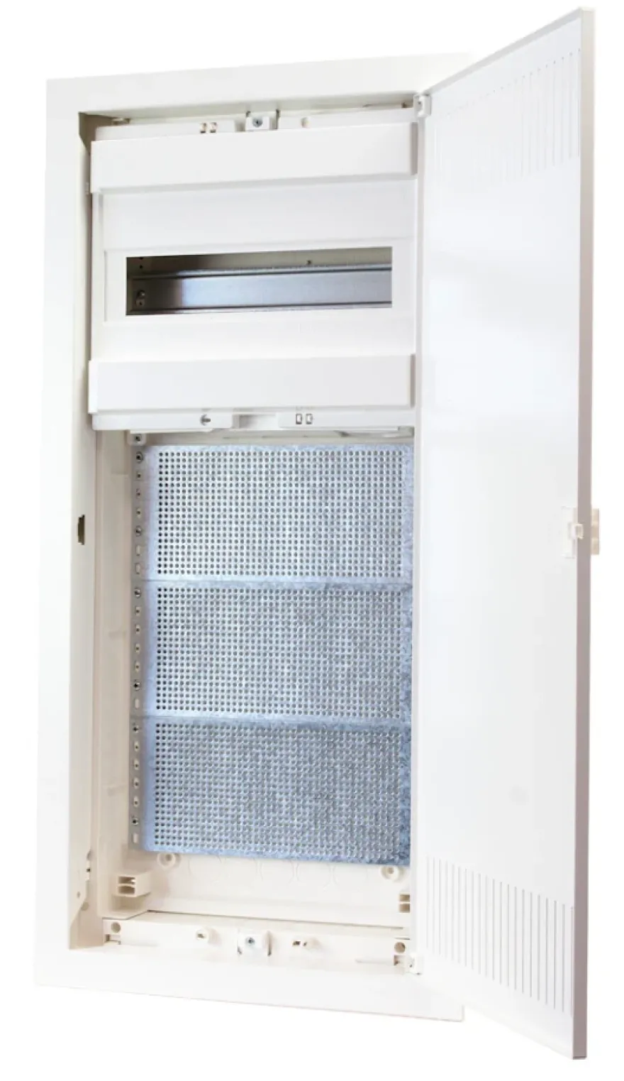 Infälld kombicentral IP30 4/1, 12+2 moduler, Vit metalldörr