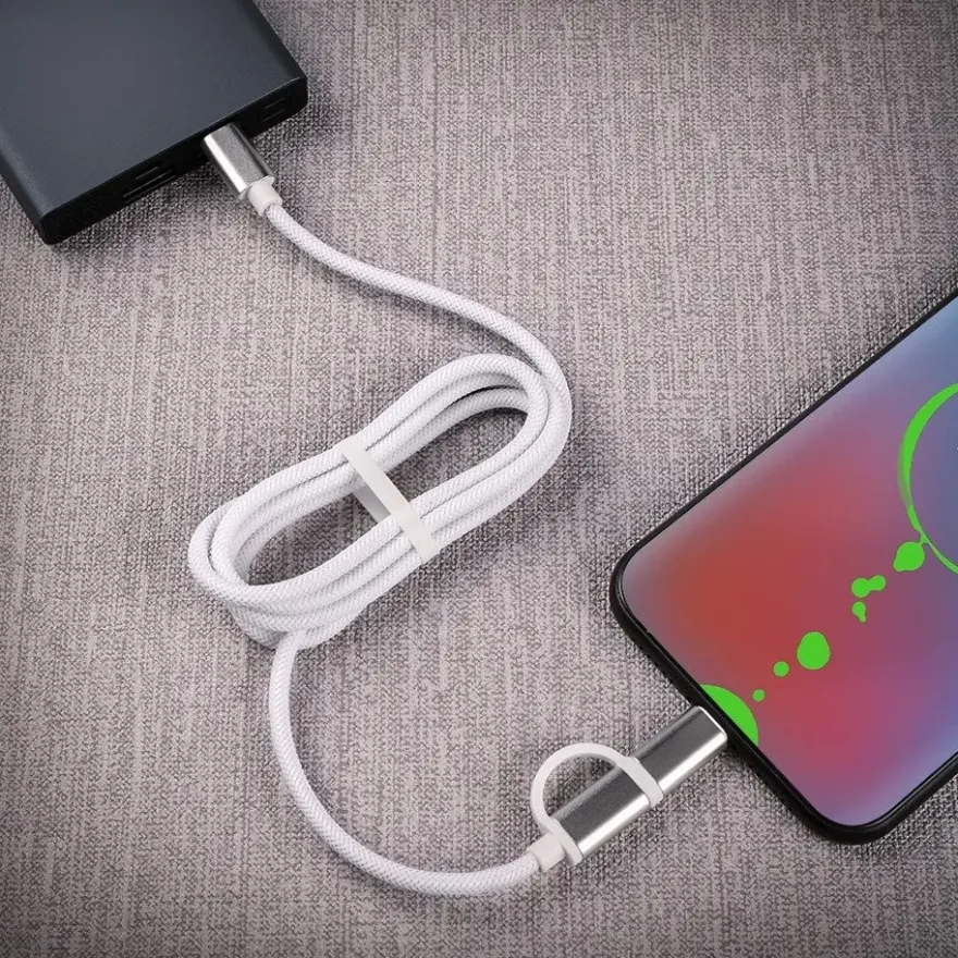 J&EL Laddkabel USB-C till USB-C + Lightning 1m
