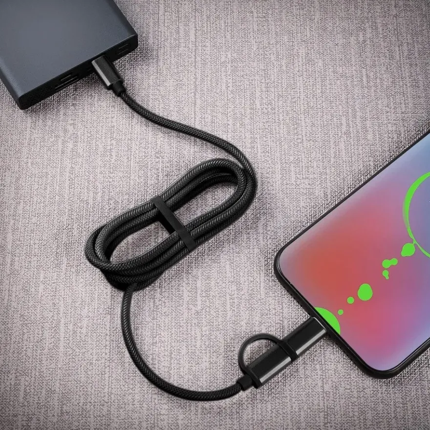 J&EL Laddkabel USB-C till USB-C + Lightning 1m