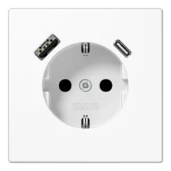 Jung LS990 1-vägsuttag med USB-A + USB-C