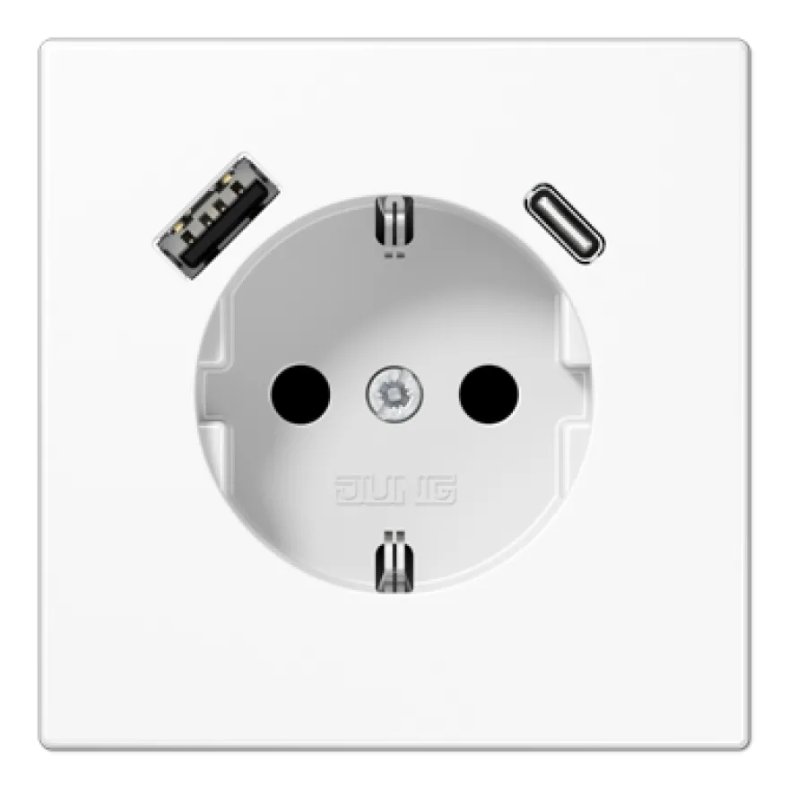 Jung LS990 1-vägsuttag med USB-A + USB-C