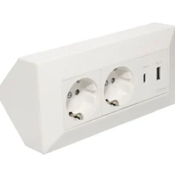 Liton Hörnbox 2-vägsuttag + USB A+C