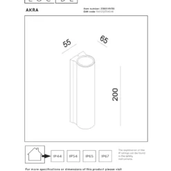 Lucide Akra Vägglampa Dubbel LED IP54