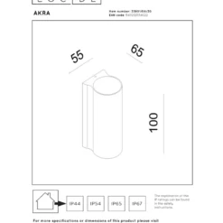 Lucide Akra Vägglampa Enkel LED IP54