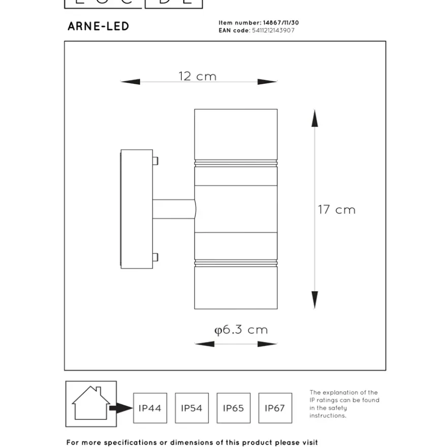 Lucide Arne LED Vägglampa Dubbel