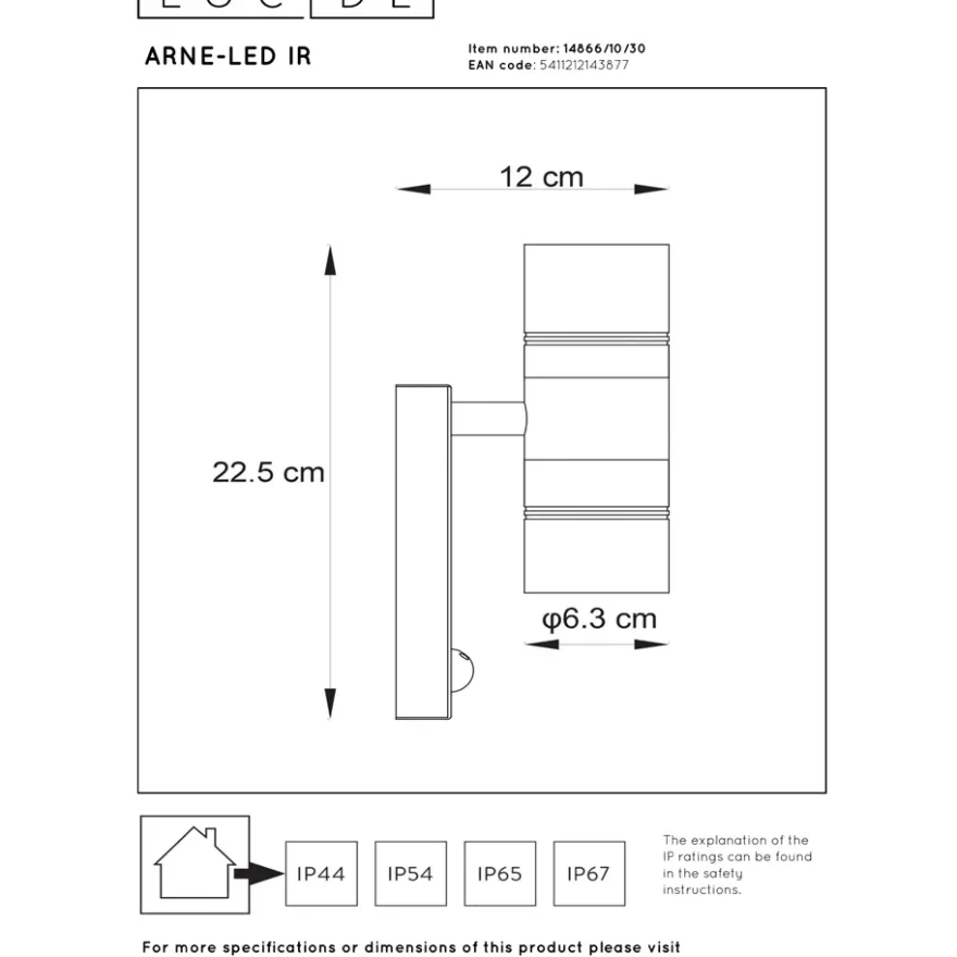 Lucide Arne LED Vägglampa Dubbel Sensor
