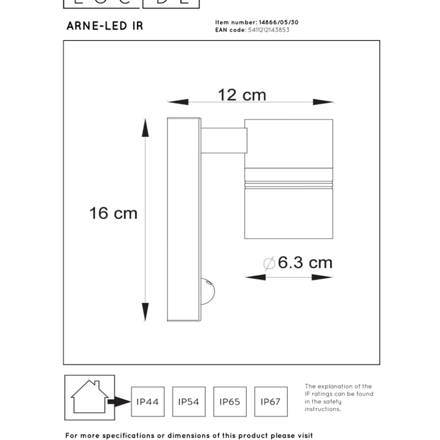Lucide Arne LED Vägglampa Enkel Sensor