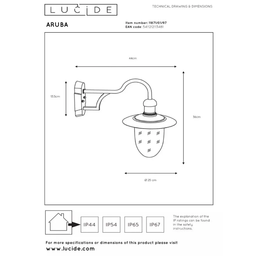 Lucide Aruba Vägglampa E27