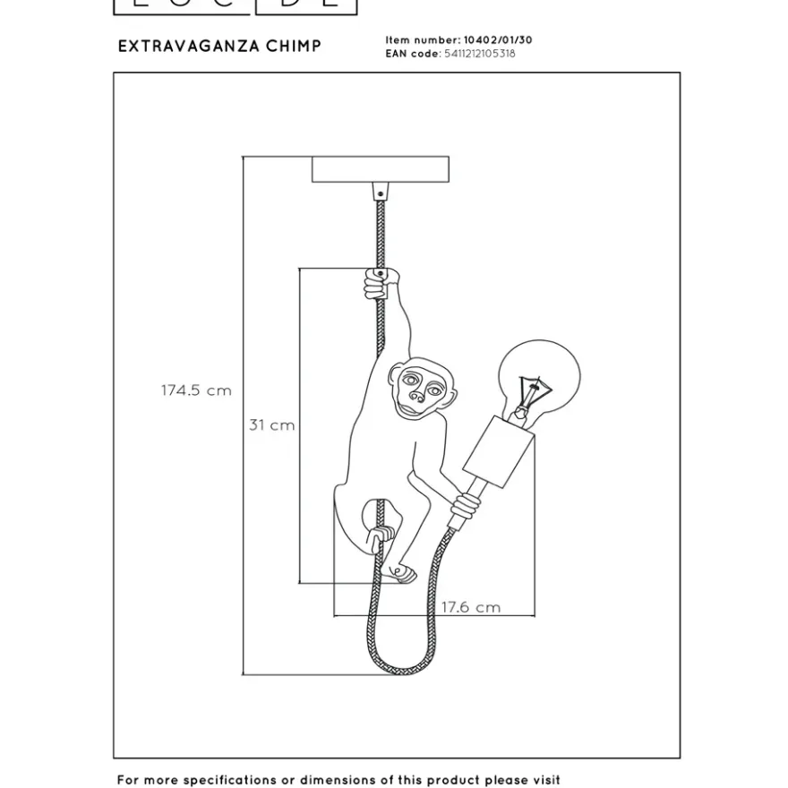 Lucide Chimp Pendellampa E27