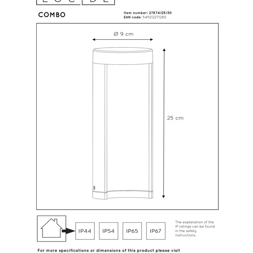 Lucide Combo 25 Pollare LED Svart