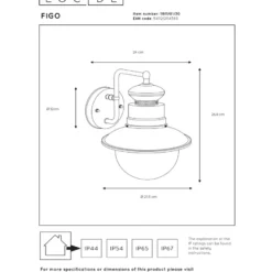 Lucide Figo Vägglampa IP44 E27