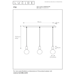 Lucide Fix 3L Pendellampa E27