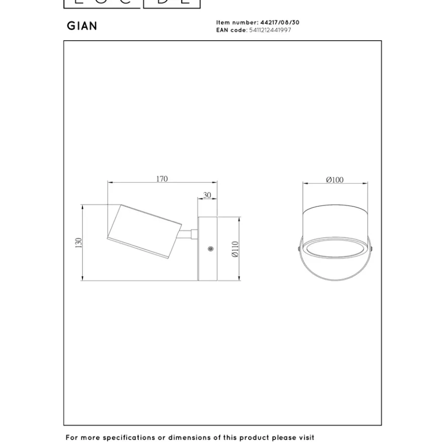 Lucide Gian Vägglampa LED