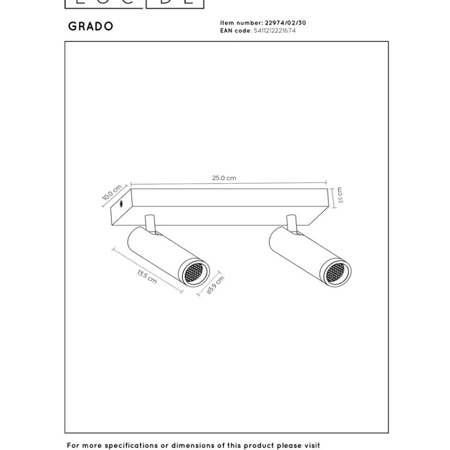 Lucide Grado 2L Takspotlight GU10 Mini