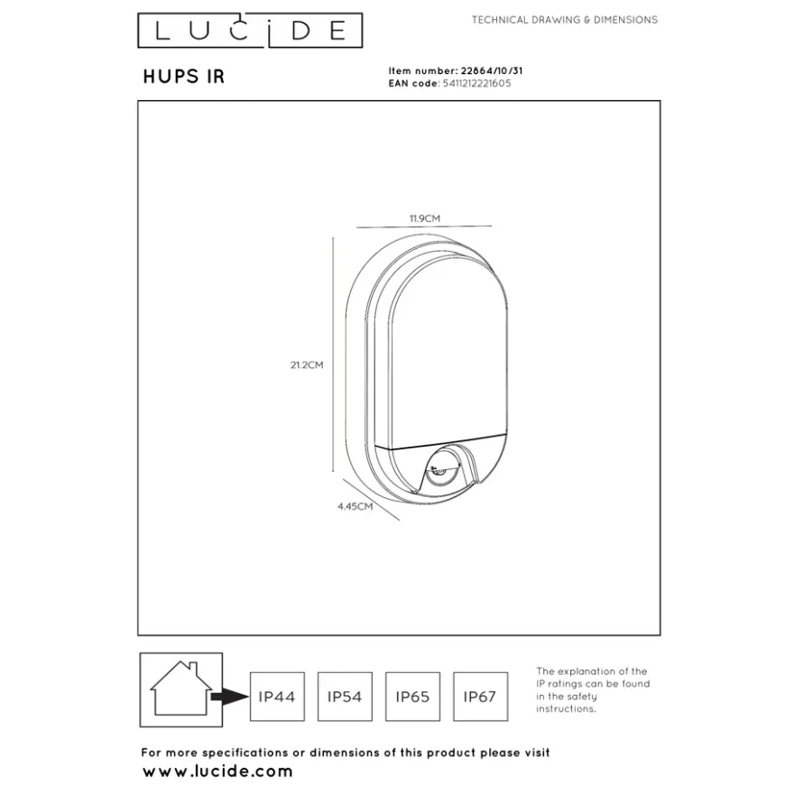 Lucide Hups IR Vägglampa Sensor