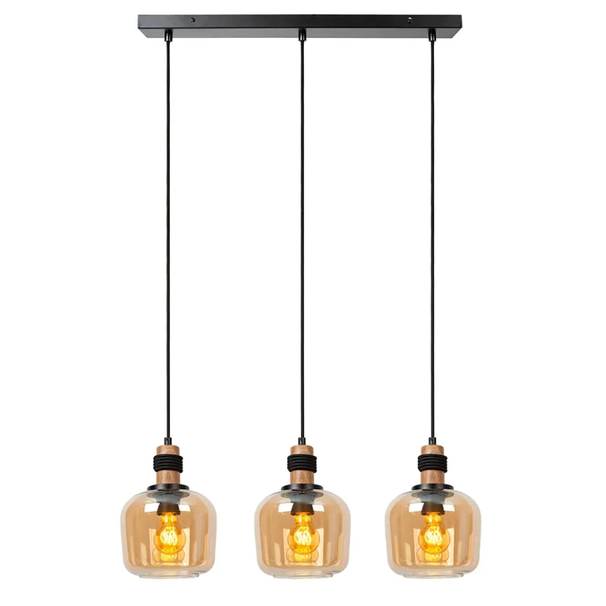 Lucide Ilona 3L Pendel Rak E27 Amber