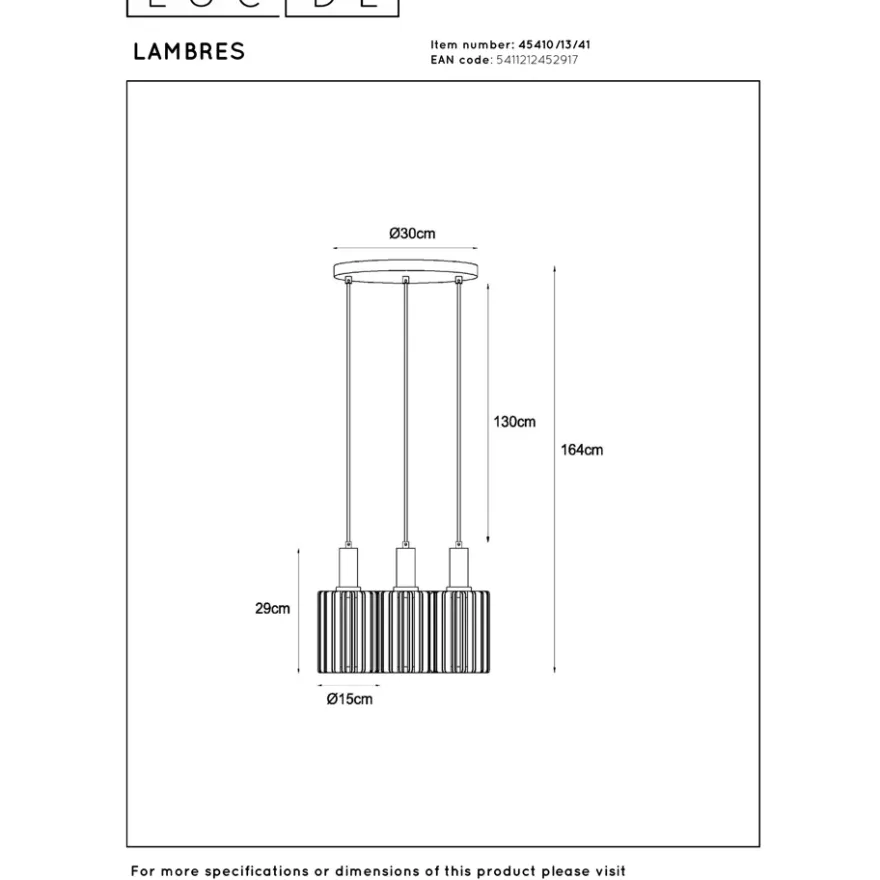 Lucide Lambres 3L Pendel E27