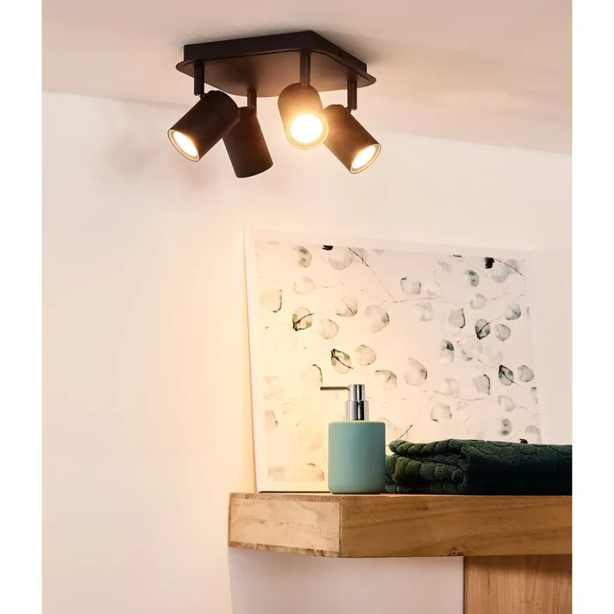 Lucide Lennert 4L Takspotlight IP44 Svart