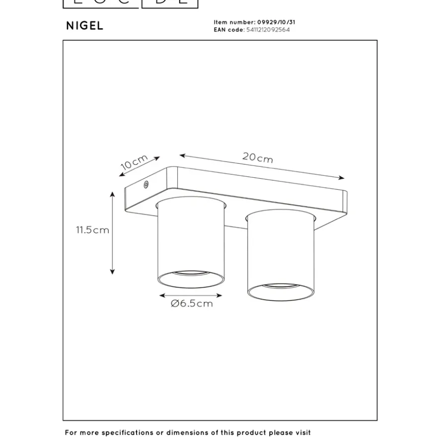 Lucide Nigel 2L Takspotlight GU10