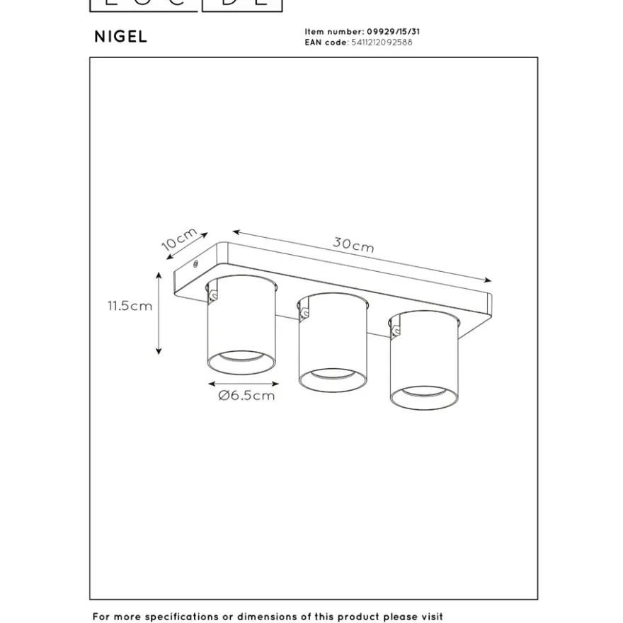 Lucide Nigel 3L Takspotlight GU10