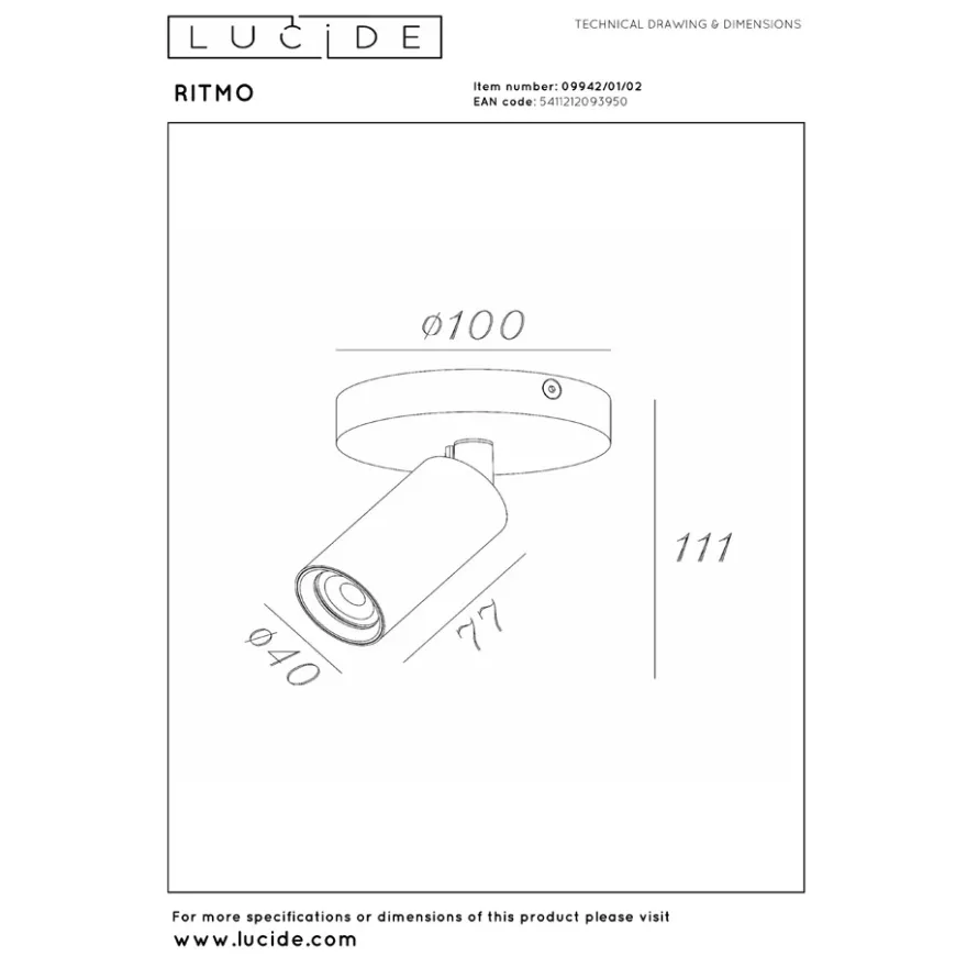 Lucide Ritmo 1L Takspotlight GU10 Mini