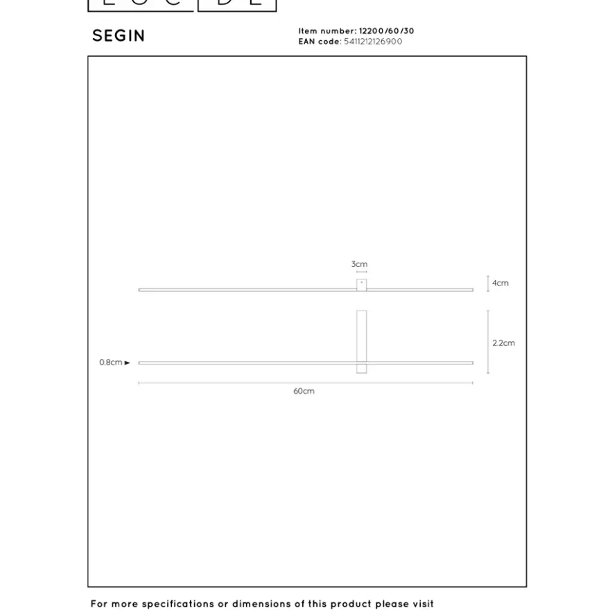 Lucide Segin 60 Vägglampa LED Svart