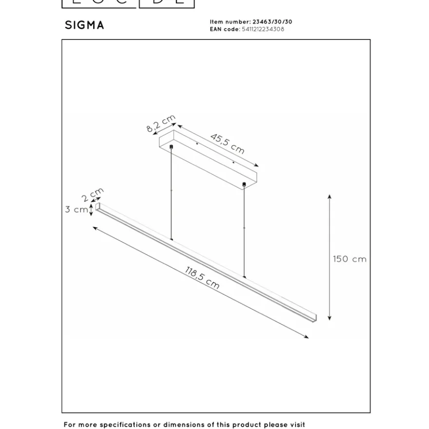 Lucide Sigma 118 Pendel LED 30W Svart