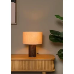 Lucide Tachina E27 Bordslampa Trä/Linne