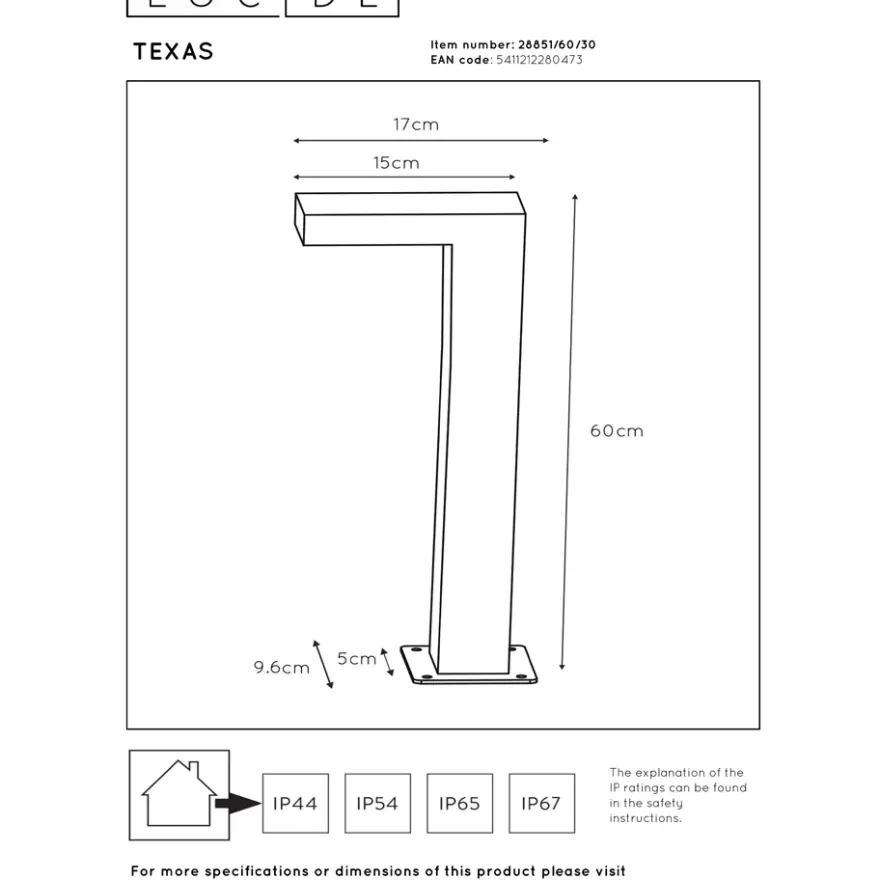 Lucide Texas 60 Pollare LED Antracit