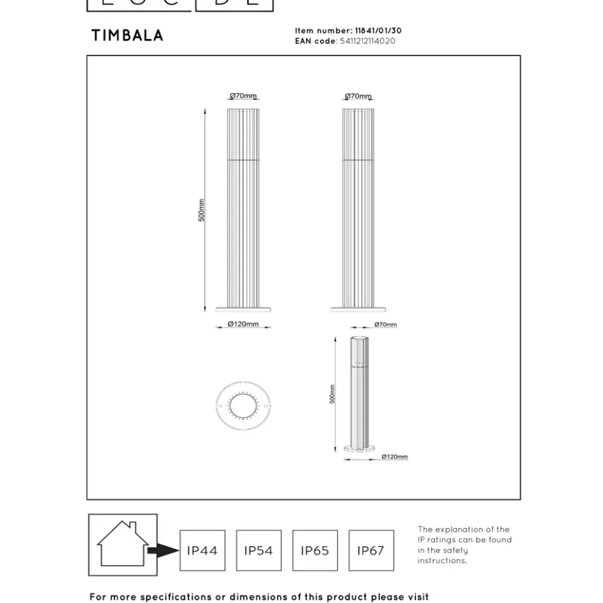 Lucide Timbala Pollare GU10 Svart