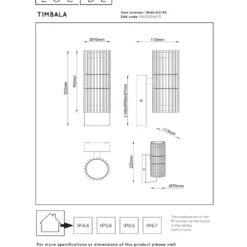Lucide Timbala Vägglampa Dubbel GU10 Svart