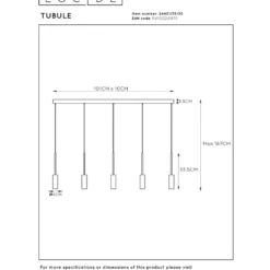 Lucide Tubule 5L Pendel LED Svart