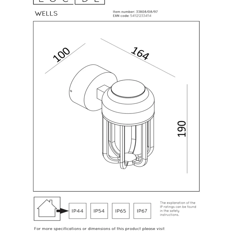 Lucide Wells Vägglampa LED Rost